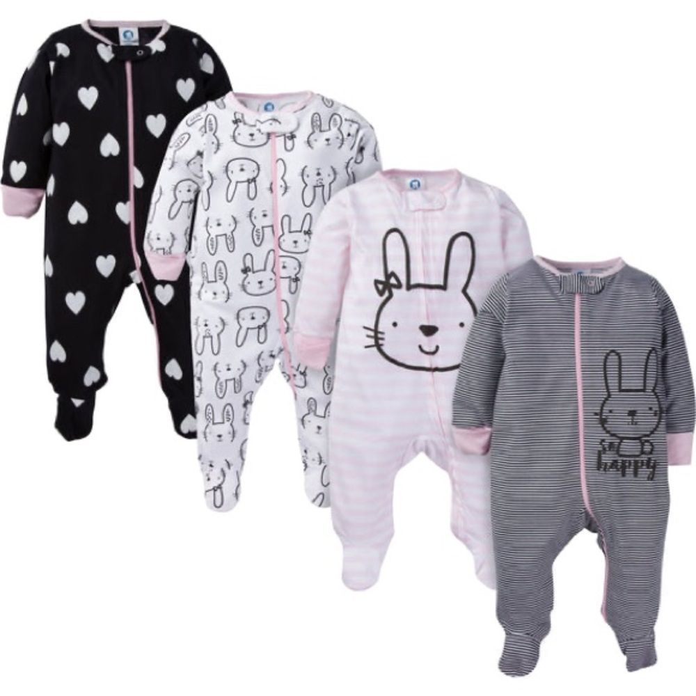 Title: GERBER Bunny Sleep N’ Play 4 Pack Size Newborn NWT